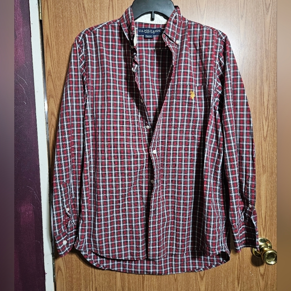 U.S. Polo Assn. Mens University Red Long Sleeve Button-Down!